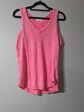 Zenana Outfitters Pink Washed V-Neck Tank